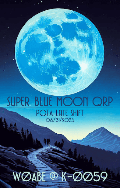 Super Blue Moon QRP POTA QSL Card Front